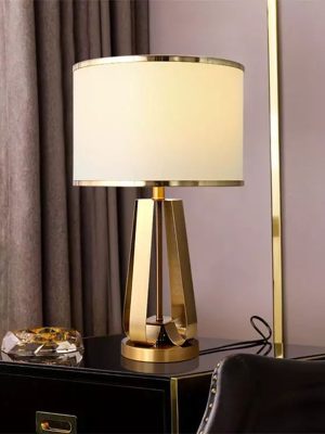 Metal Cloth Covered Desk Lamp